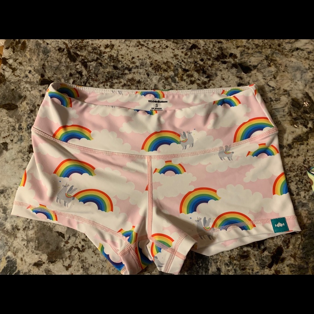 Llama Unicorn rainbow shorts